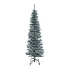 SHATCHI 8Ft Artificial Flocked Slim Christmas Pencil Tree Holiday Home Decorations with Pointed Tips and Metal Stand