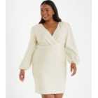 QUIZ Curves White Sequin Wrap Mini Dress