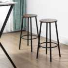 Portland Brown Industrial Round Bar Stools Set of 2