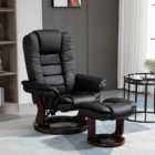 Portland Black PU Leather Manual Recliner Chair and Footrest Set