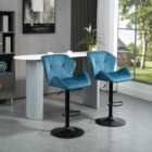Portland Blue Luxurious Velvet-Touch Bar Stools Set Of 2