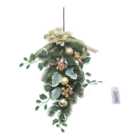 Living and Home Gold LED Christmas Flowers Swag Ornament
