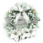Living and Home Silver and Green Mixed Elegant Christmas Wreath 30cm