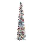 Living and Home White and Multicolour Tinsel Christmas Tree 5ft