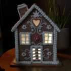 24cm Battery Operated LED Edelweiss Chalet Christmas Gingerbread House Decoration