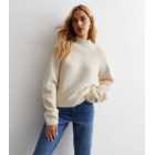 Off White Chunky Knit High Neck Jumper
