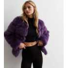 Gini London Purple Faux Fur Jacket