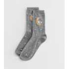 Dark Grey Glitter Moon Rabbit Socks