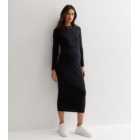 Maternity Black Ribbed Jersey 2-in-1 Midaxi T-Shirt Dress