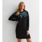 Sunshine Soul Black Sequin Embellished Knit Jumper Dress
