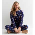 Blue Fleece Jogger Pyjama Set with Star Print