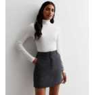 Grey Textured High Waist Mini Skirt