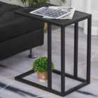 Portland Black C-Shaped Marble Effect Top Side Table