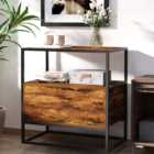 Portland Industrial Wooden Side Table with Drawer