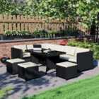 Garden Vida Belgrave Rattan Effect 9 Seater Garden Dining Set Black