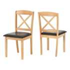 Seconique Mason Dining Chair X 2 - Oak Varnish/Brown Pu