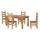 Seconique Corona 5' Dining Set - Distressed Waxed Pine/Grey Fabric