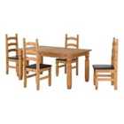 Seconique Corona 5' Dining Set - Distressed Waxed Pine/Brown Pu
