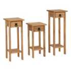 Seconique Corona 3 X Plant Stands - Distressed Waxed Pine