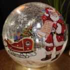 20cm Battery Operated Warm White LED Crackle Effect Ball Christmas Decoration with Santa
