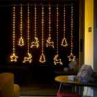 1.2m Light up Festive Curtain Christmas Lights with Warm White LEDs