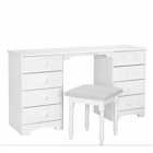 Nordic Dressing Table 4+4 Drawers + Chair, White 050