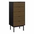 Soma 5 Drawers Narrow Chest Granulated Black Brushed Espresso