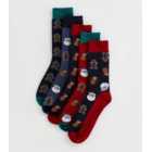 Jack & Jones Navy 5 Pack Christmas Socks Gift Set