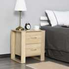 Portland Oak Brown 2 Drawer Modern Boxy Bedside Table