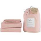 Panda Bamboo & French Linen Complete Bedding Set Vintage Pink - Double