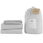 Panda Bamboo & French Linen Complete Bedding Set Silver Lining Grey - Double
