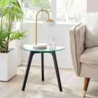 Furniture Box Malmo Side Table Medium 50cm Round Glass and Black Legs