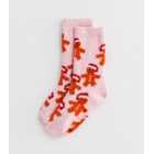 Girls Pink Christmas Gingerbread Cosy Socks