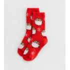 Girls Red Christmas Owl Cosy Socks