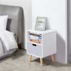 Portland Scandinavian White and Grey Wooden Bedside Table