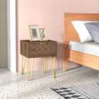 Portland Brown and Gold Single Drawer Bedside Table