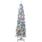7.5Ft Flocked Artificial Christmas Tree With Colourful Led Lights, Decoration