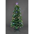 SHATCHI 5Ft/150cm Baubles and Stars Fibre Optic Christmas Tree LED Pre-Lit