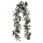 LED White Berry Bauble Pinecone Garland