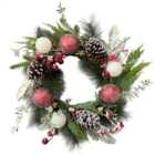 Traditional Snowy Christmas Wreath with Pinecones