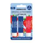 DermaV10 Original and Strawberry Lip Balm 3 Pack