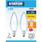 Status 2 Pack SES LED 250 Lumens Candle Light Bulbs