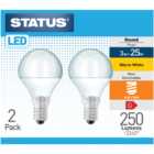 Status 2 Pack SES LED 3W Round Light Bulb