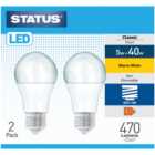 Status ES LED 5W Classic Pearl Light Bulbs 2 Pack