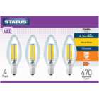 Pack of 4 Status Filament LED Dimmable Clear Candle Bulbs