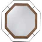 Metal and Wood Octagon Wall Mirror 60 x 60cm