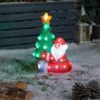 Silhouettes White LED Acrylic Santa and Tree Christmas Decoration