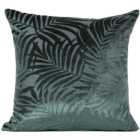 Divante Green Palm Velvet Jacquard Filled Cushion 45 x 45cm