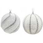 Frosted Fairytale White and Silver Jewel Bauble