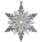 Midnight Fantasy Blue and Silver Glittered Snowflake Decoration Ornament